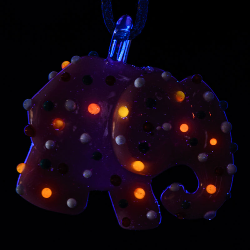 Large Pink Animal Cookie Pendant w UV Dots Renee Patula - Smoke ATX