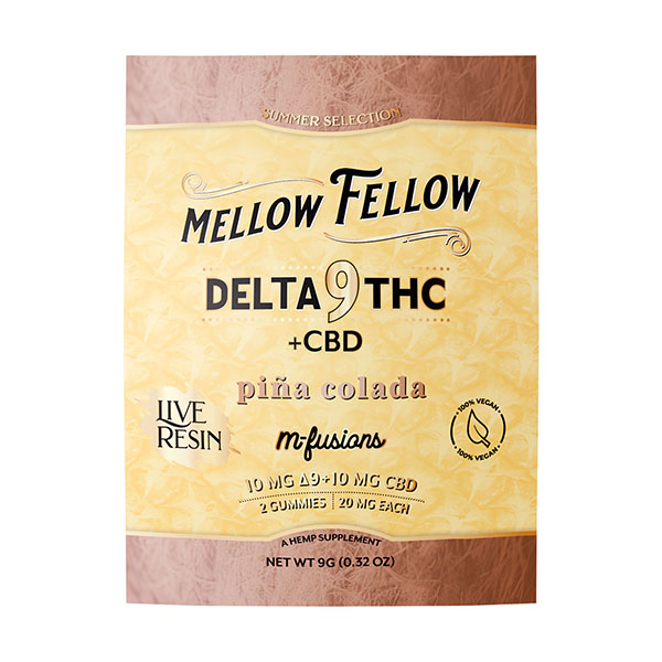 Pina Colada 40mg 2ct D9+CBD M-Fusions Gummies Mellow Fellow