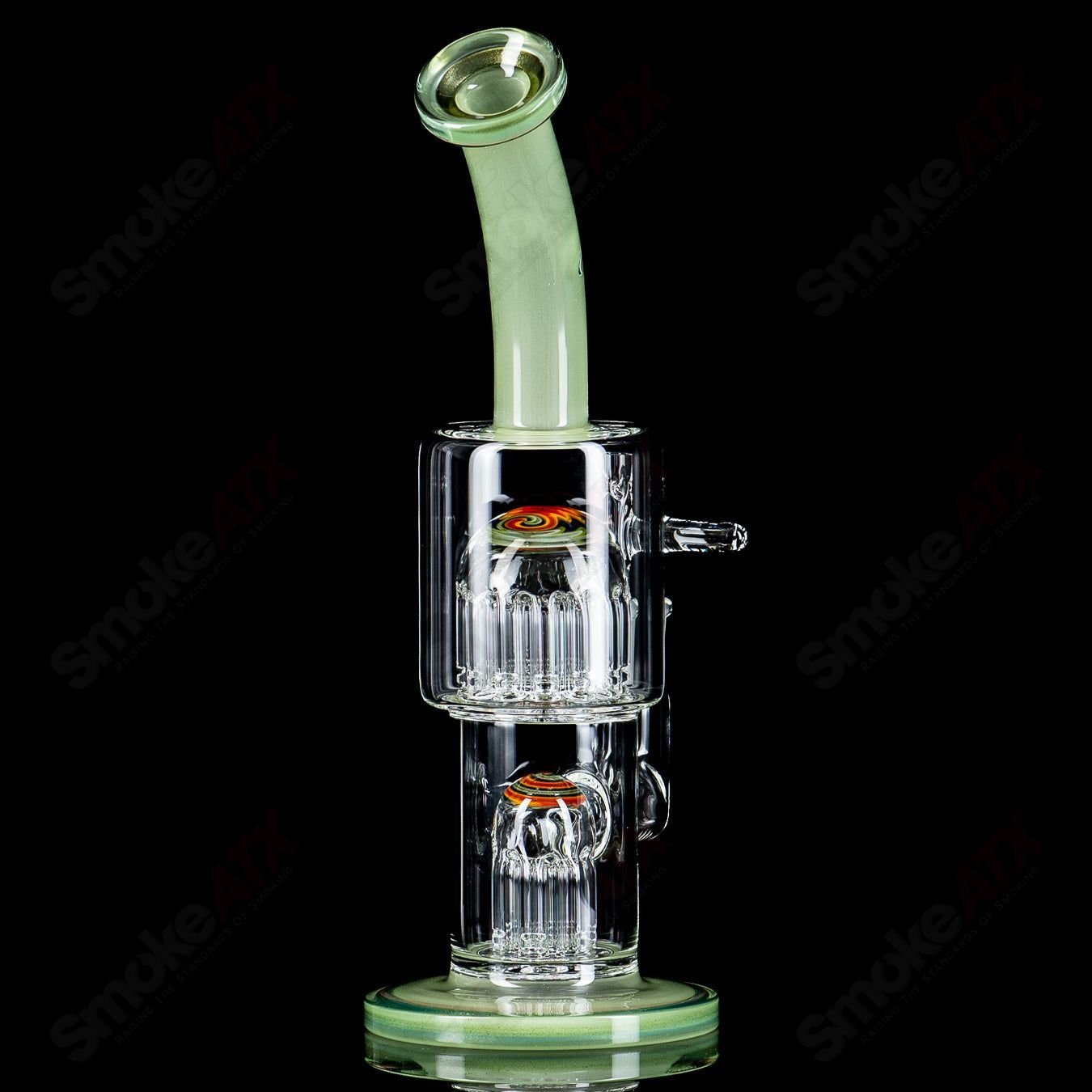 Double Micro 7/13 Arm Perc with color sections by Toro Glass - Smoke ATX