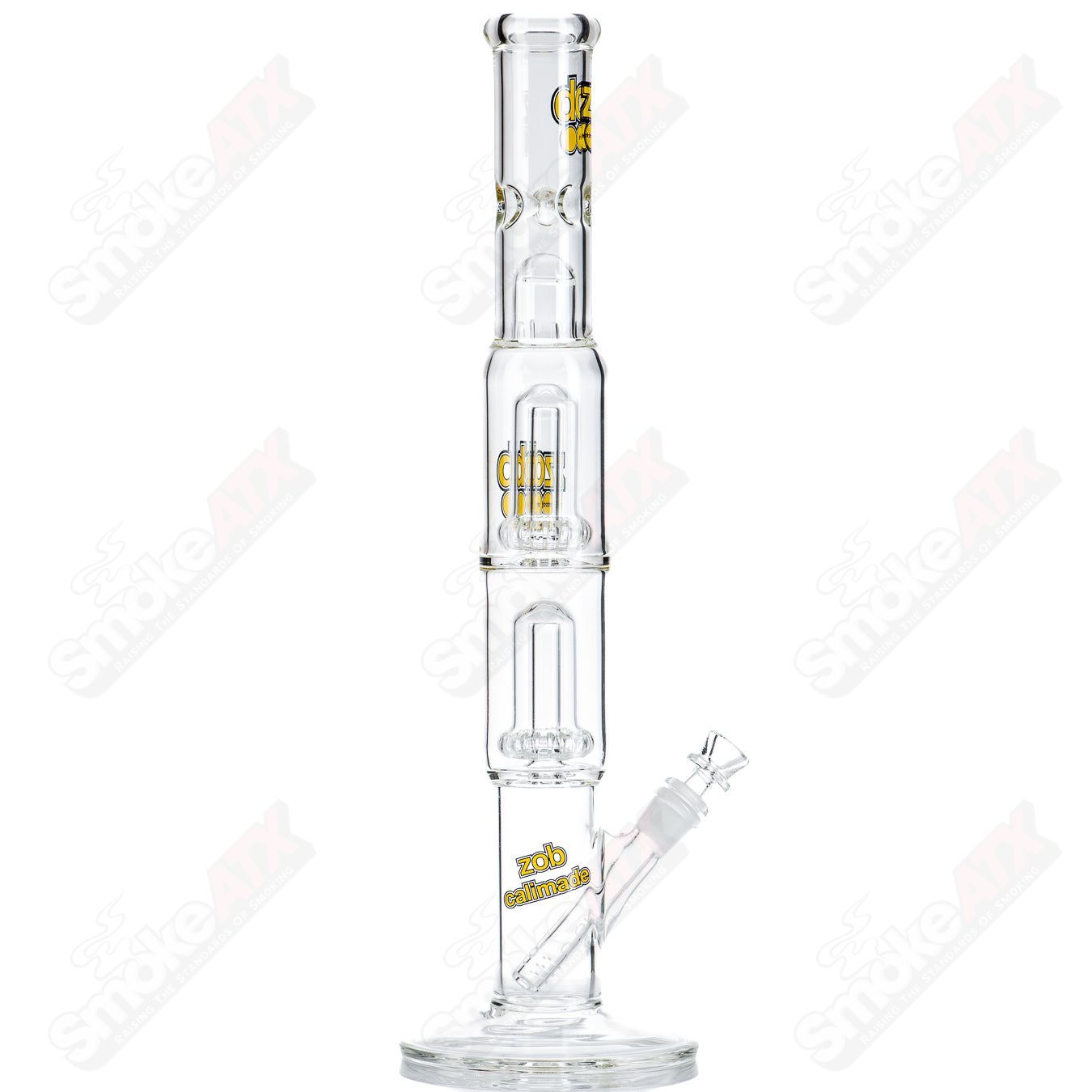 Double UFO Perc Straight W/ Splash Guard (Yellow/Black) ZOB - Smoke ATX