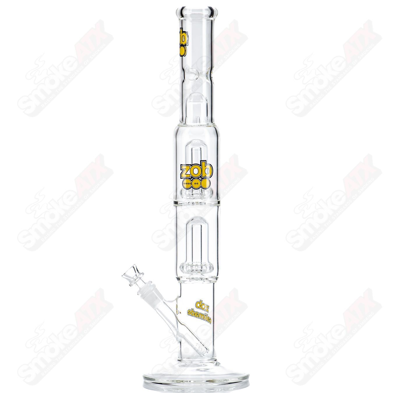 Double UFO Perc Straight W/ Splash Guard (Yellow/Black) ZOB - Smoke ATX