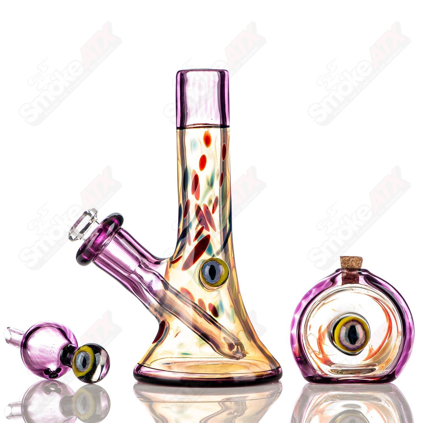 Dragon Eye Fumed Rig Set King Leo Glass - Smoke ATX
