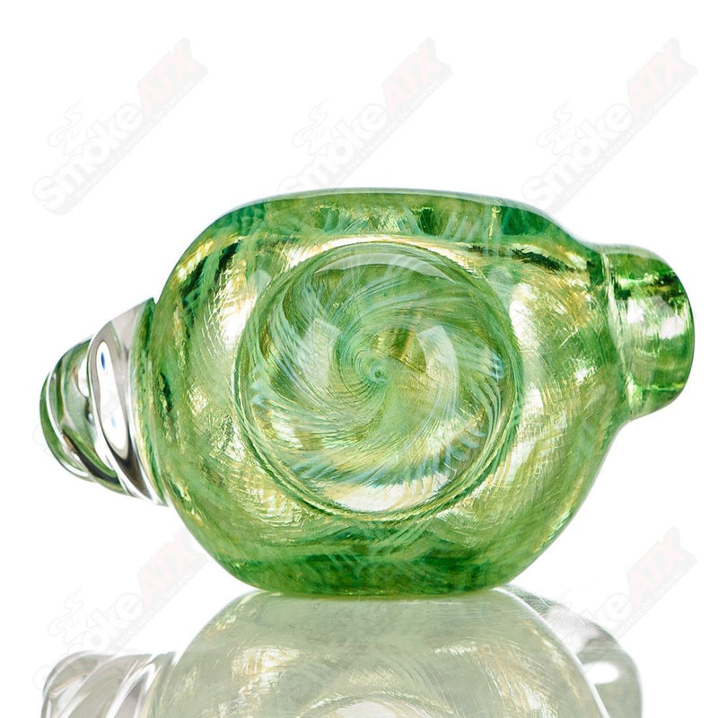 Transparent Green I/O Coil Spoon w Clear Horns Signed - JMK Glass - Smoke ATX