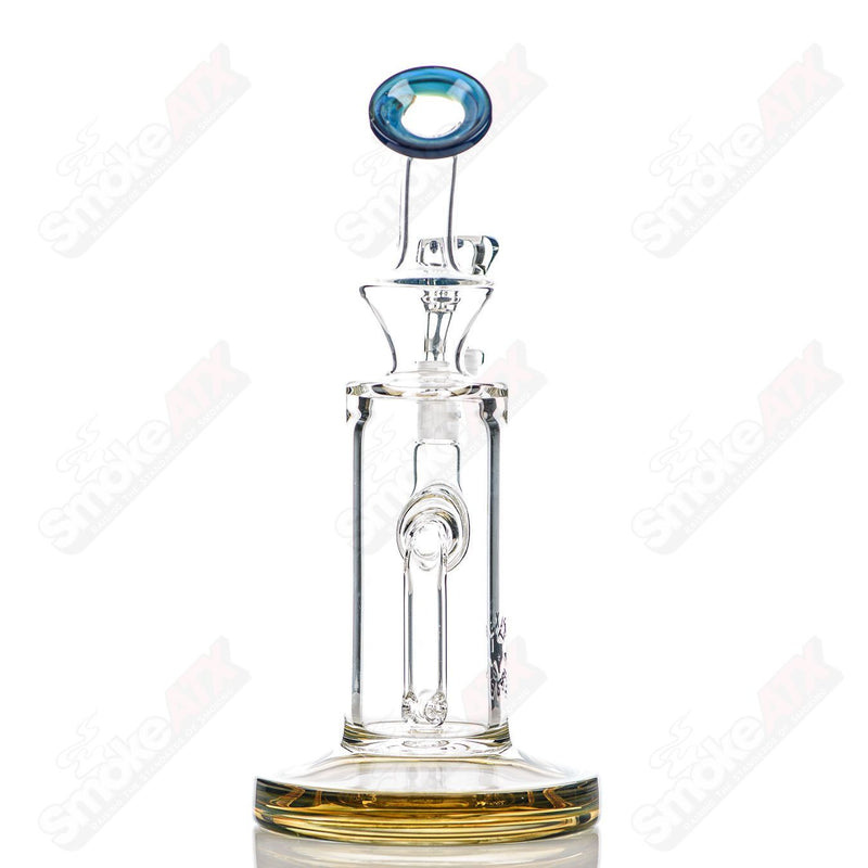8in 14mm Rig w/ Flower Bowl (Blue-Green) Texas Tubes - Smoke ATX