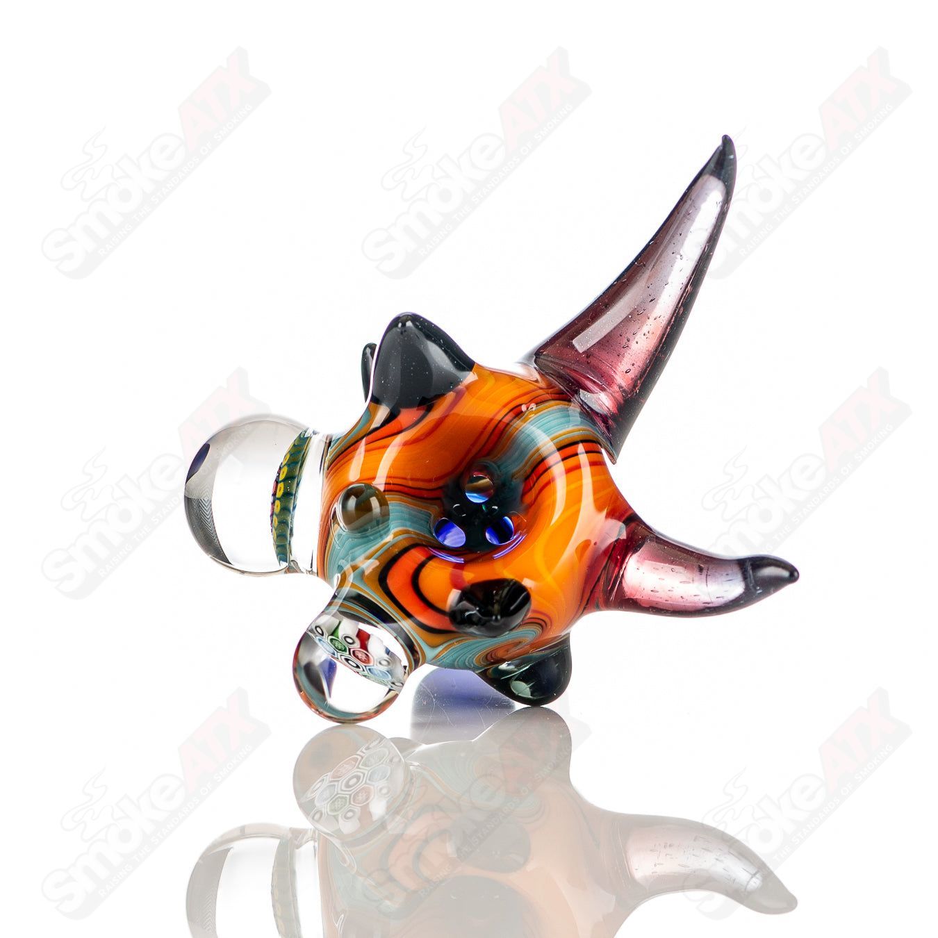 #7 14mm Full Color Worked Horn Milli Bowl JMass - Smoke ATX