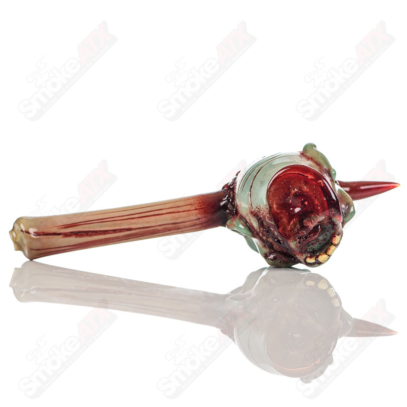 Zombie Head Spoon w/ Glow Eyes Ghost Glass - Smoke ATX