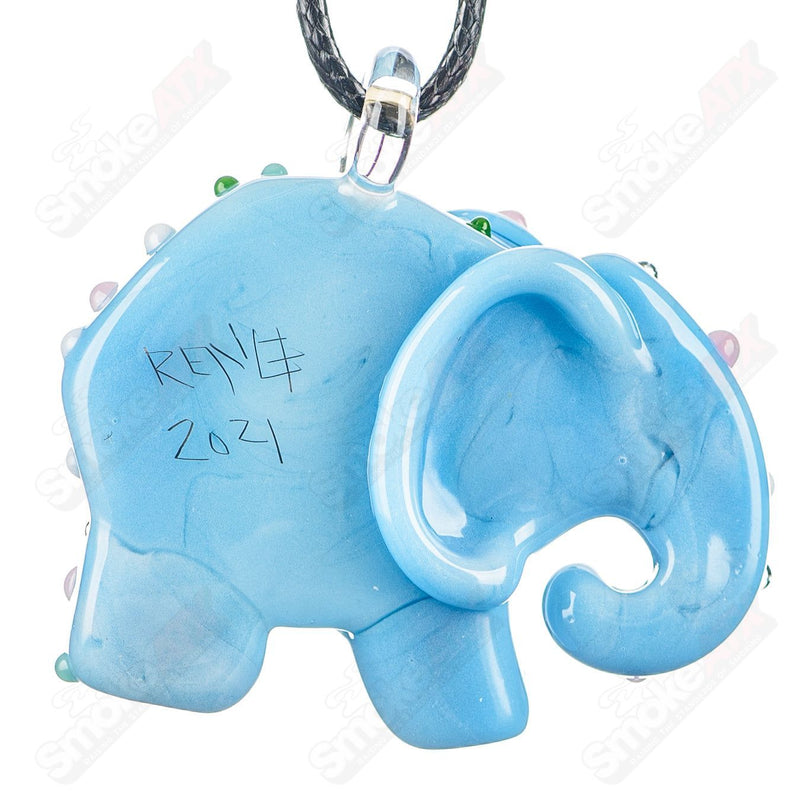 Large Robin Egg Blue Animal Cookie Pendant w UV Dots Renee Patula - Smoke ATX