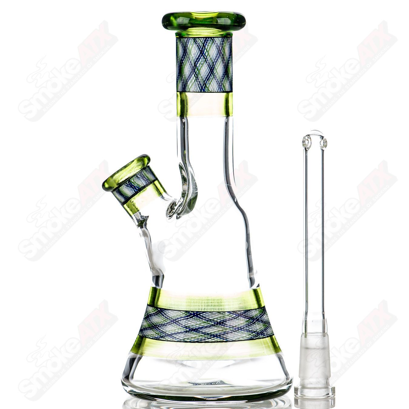 Experimental 26 Green Reticello Pocket Tube by Devol Glass - Smoke ATX