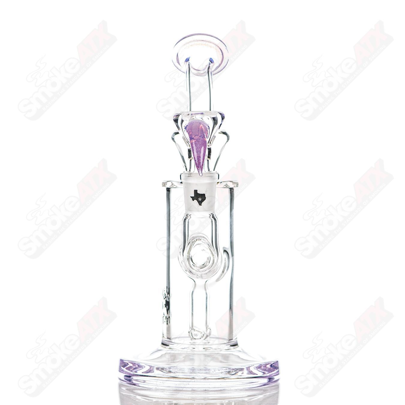 8in 14mm Rig w/ Flower Bowl (Pink Slyme) Texas Tubes - Smoke ATX