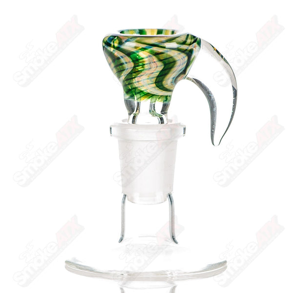 14mm Green Layered Linework Martini Slide w Opal Horn Indo Glass - Smoke ATX