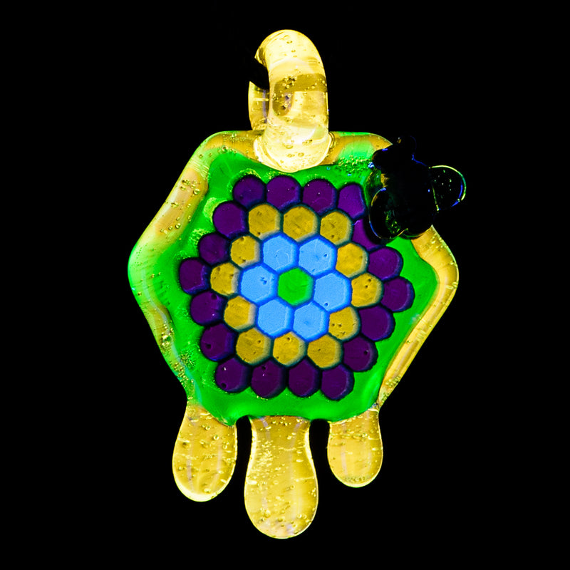 2" Honeycomb Drip Pendant (Teal/UV Green+Yellow) Joe P Glass - Smoke ATX