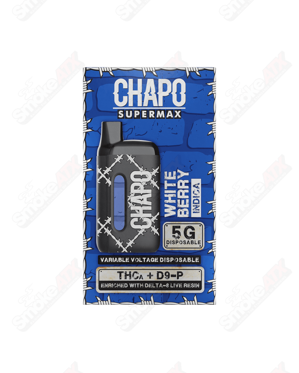 5000mg White Berry Indica Disposable THCA / D9-P / D8 Supermax Chapo Extrax - Smoke ATX 