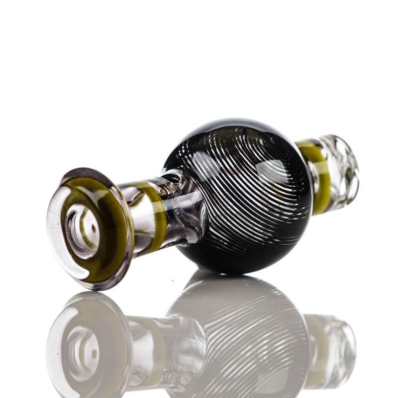 Black  Spiral Linework V2 Spinner Cap W/  Yellow Accents by Glass Carpenter - Smoke ATX