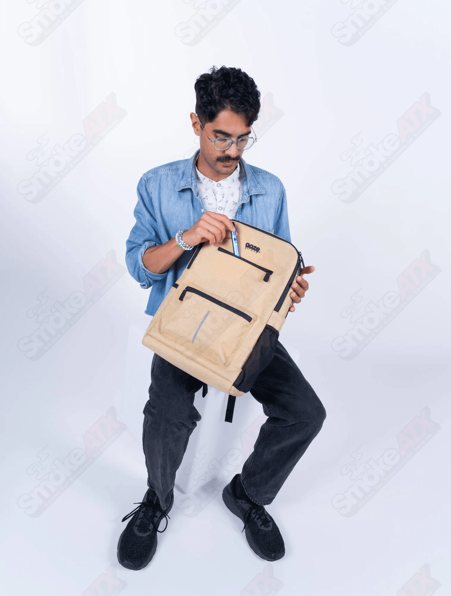 Ooze Traveler Smell Proof Locking Backpack - Desert Sand - Smoke ATX 