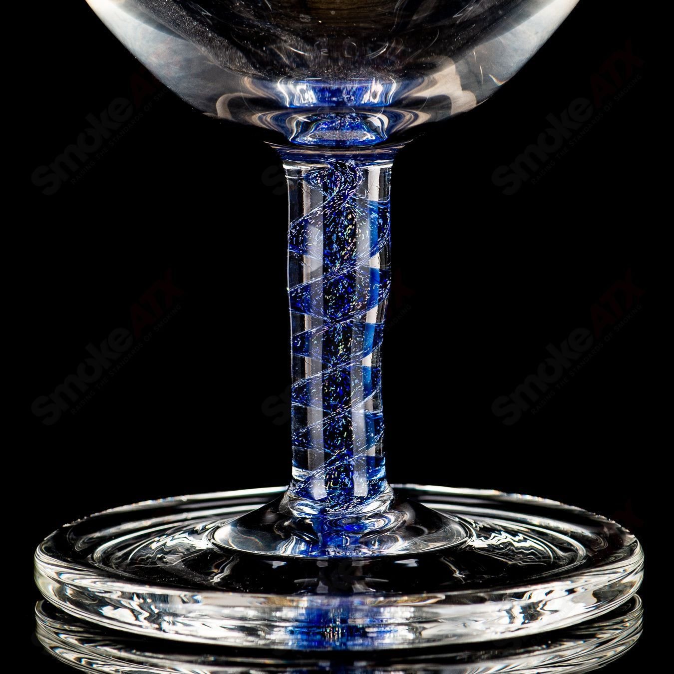 Footed Blue Dichro Spiral Stem Drinking Goblet - Smoke ATX