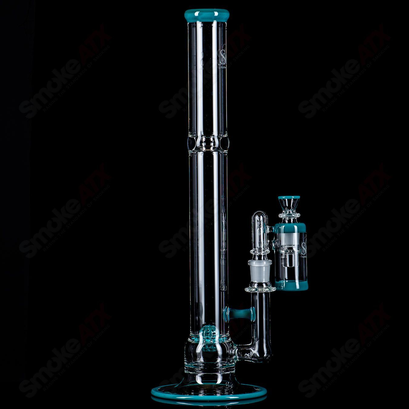 SOL-45 Lace Sphere + DC Set (Opaque Aqua) by SoL Glassworks - Smoke ATX