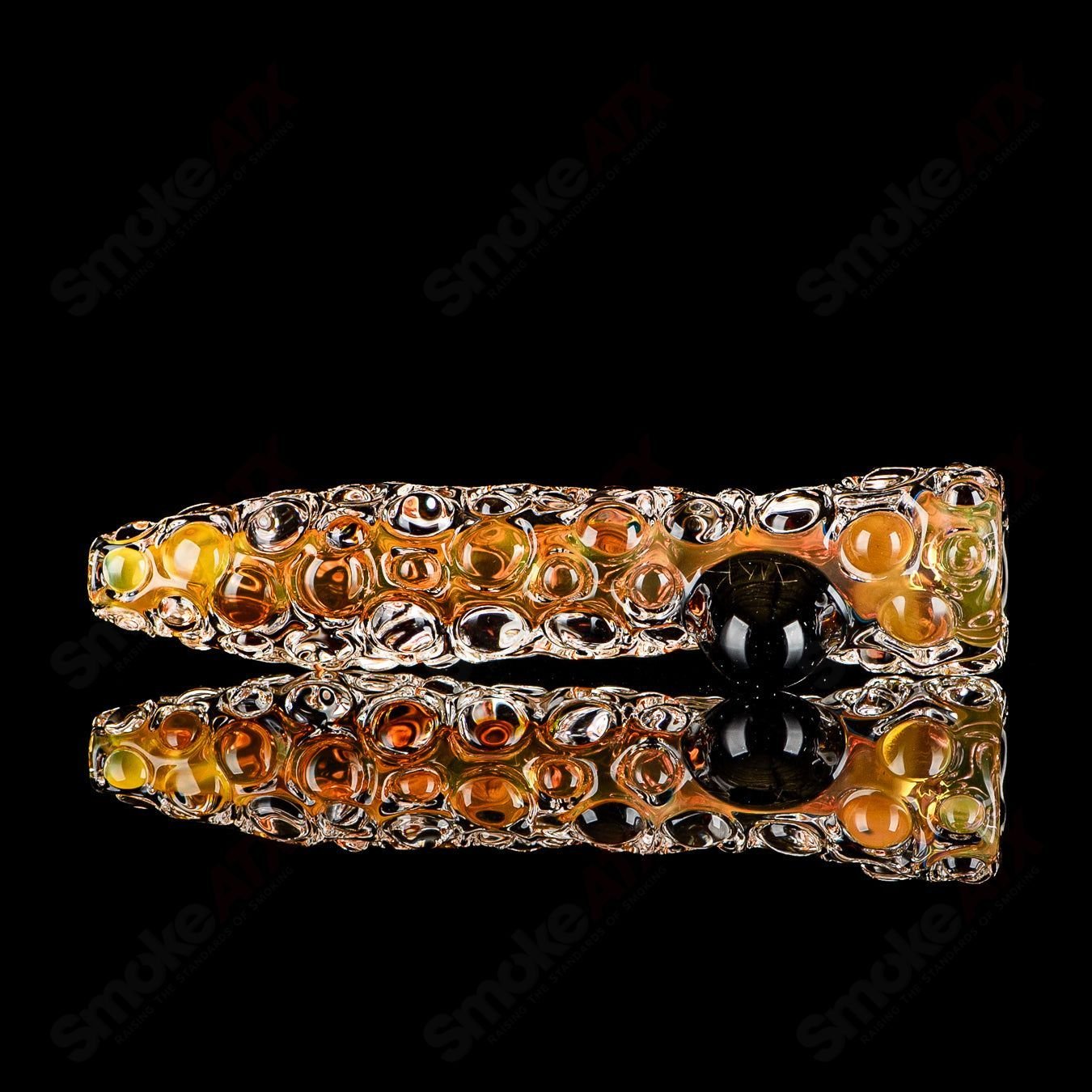 Fumed Hobnail Chillum w/ Black Dot Signed - JMK Glass - Smoke ATX