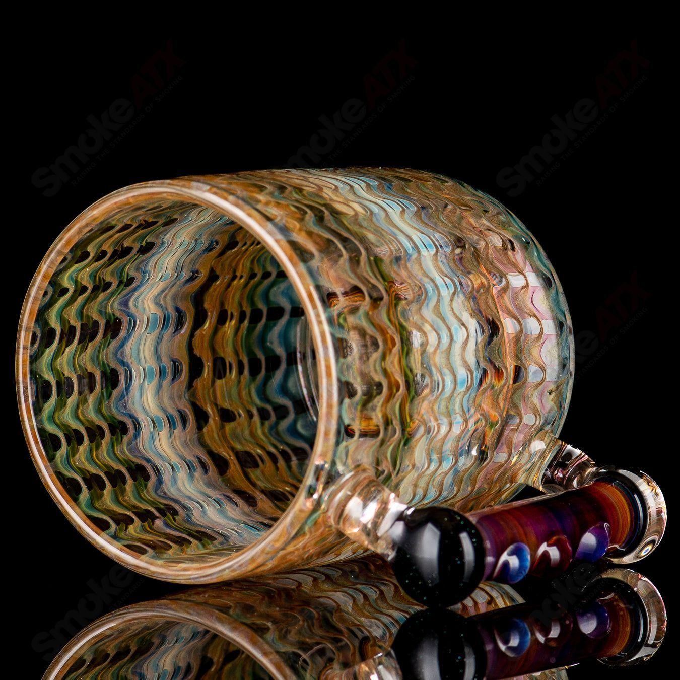 Fumed Wrap N Rake Glass Log Mug by Log Glass - Smoke ATX
