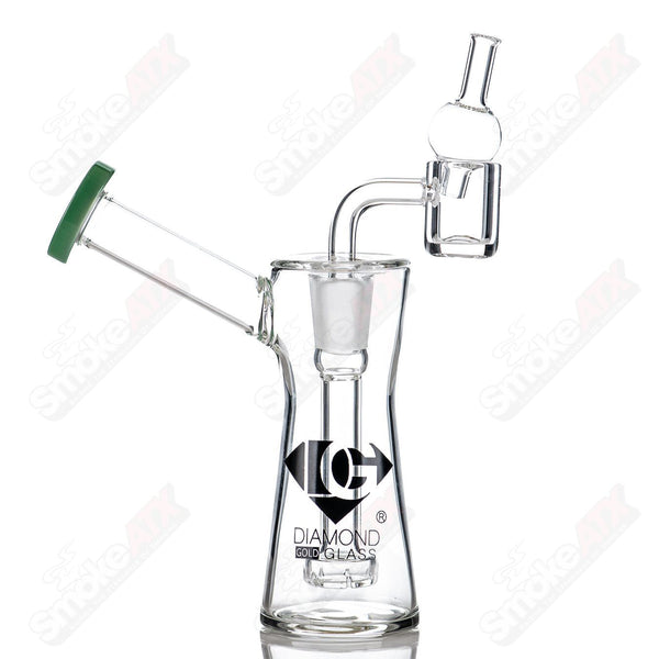 5" Jade Accent Showerhead Sidecar Hourglass Rig Diamond Glass - Smoke ATX