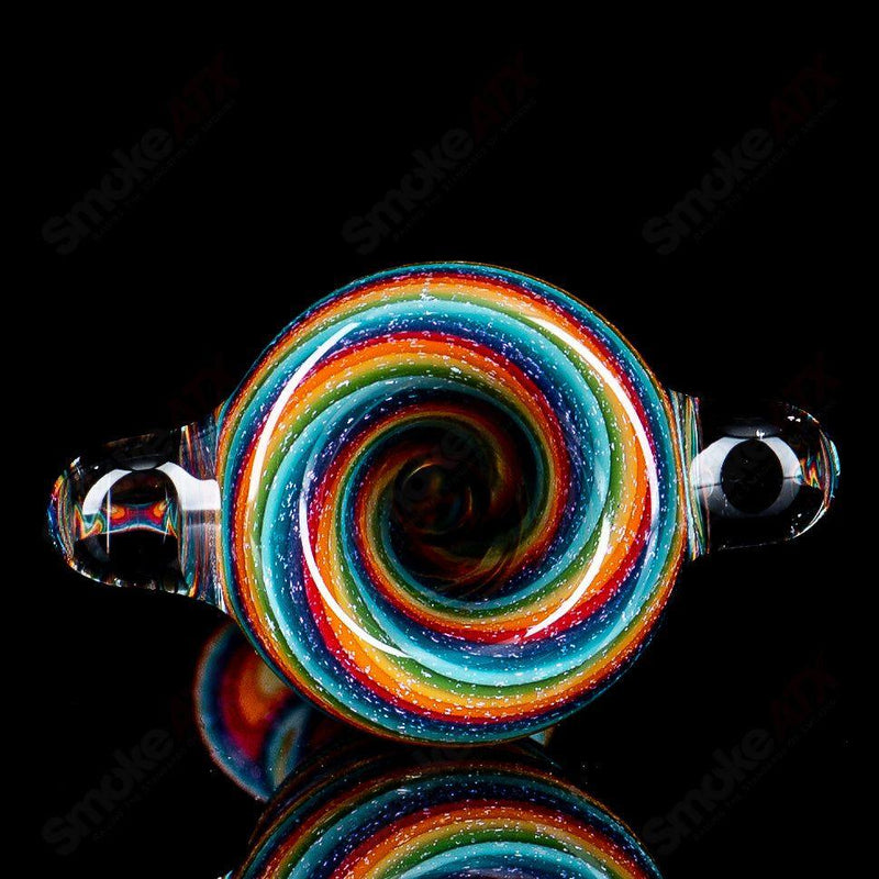 #2 Rainbow Dichro Line Work Chillum w/ Push bowl by Shane Smith