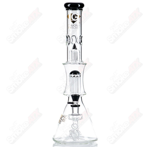 18" Black Sea Mine Double Tree Beaker Diamond Glass - Smoke ATX 