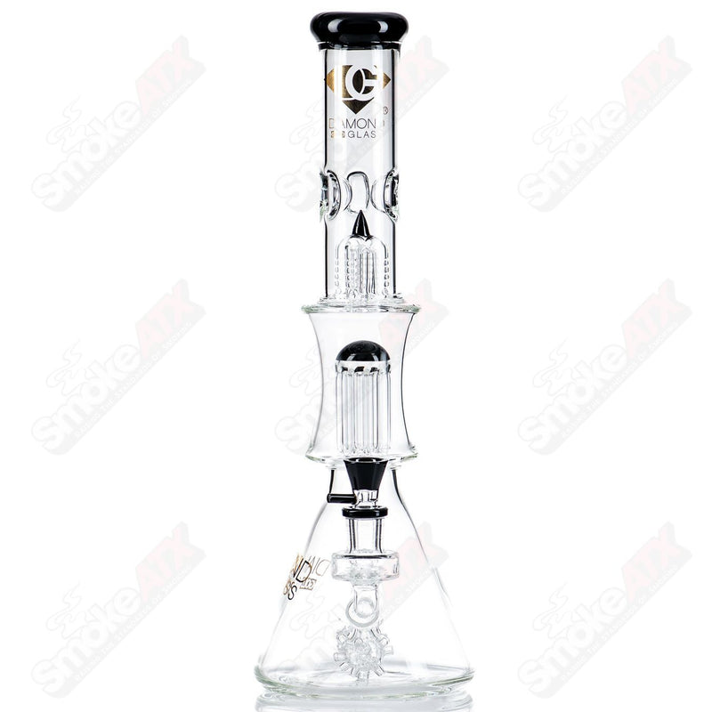 18" Black Sea Mine Double Tree Beaker Diamond Glass - Smoke ATX 