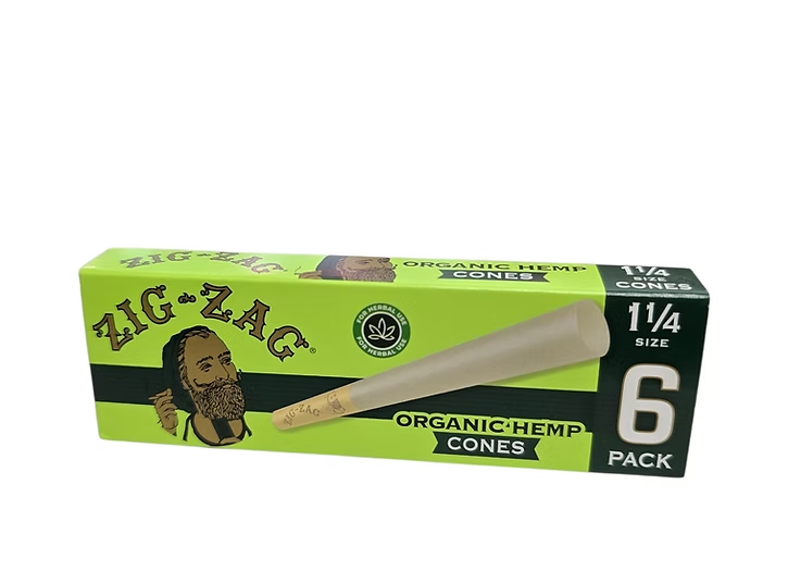 6pk 1 1/4 Organic Hemp Cones ZigZag