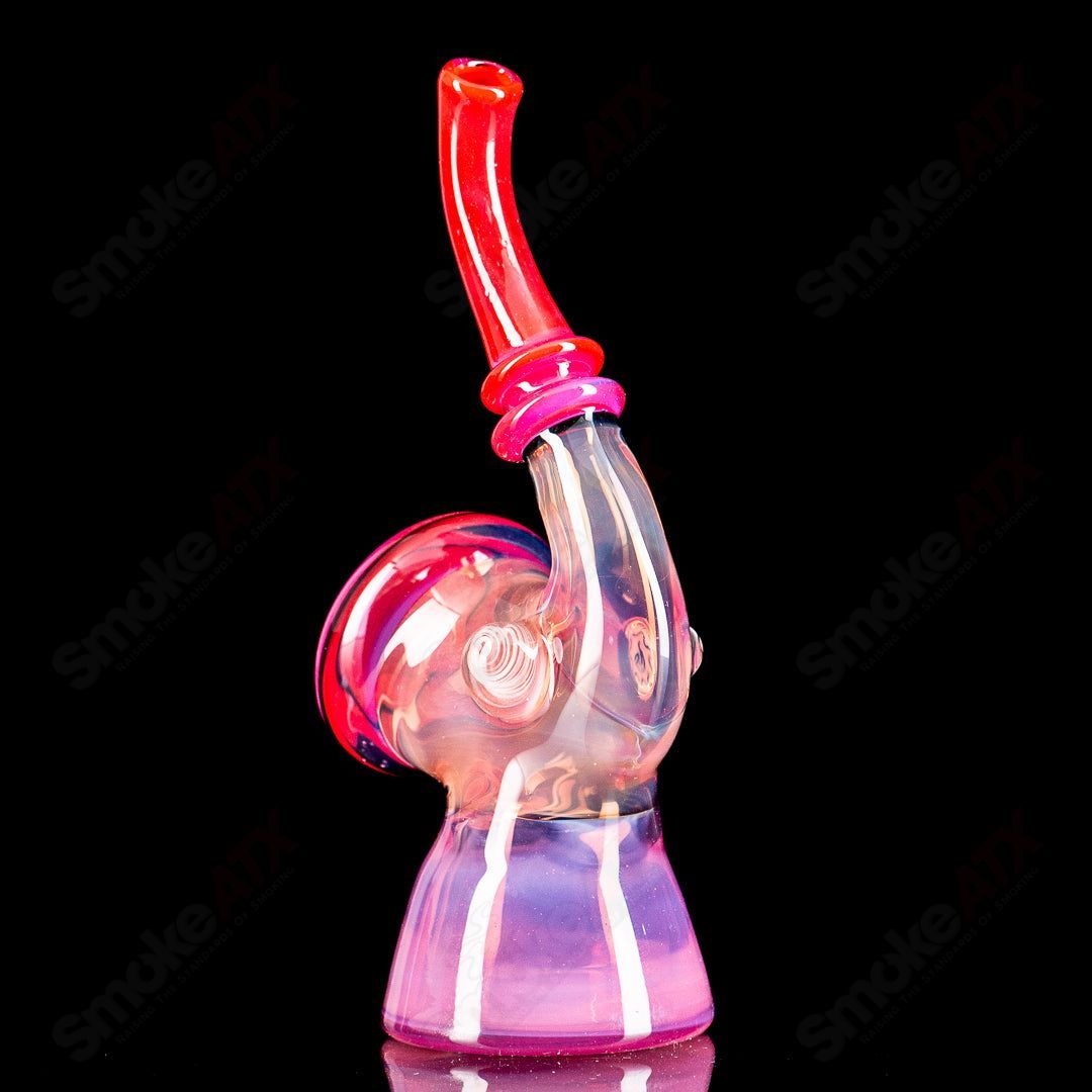 Pink Sherlock Puffco dry top by JMass, glass Puffco accessory with detailed Sherlock design, for enhanced vapor experience.