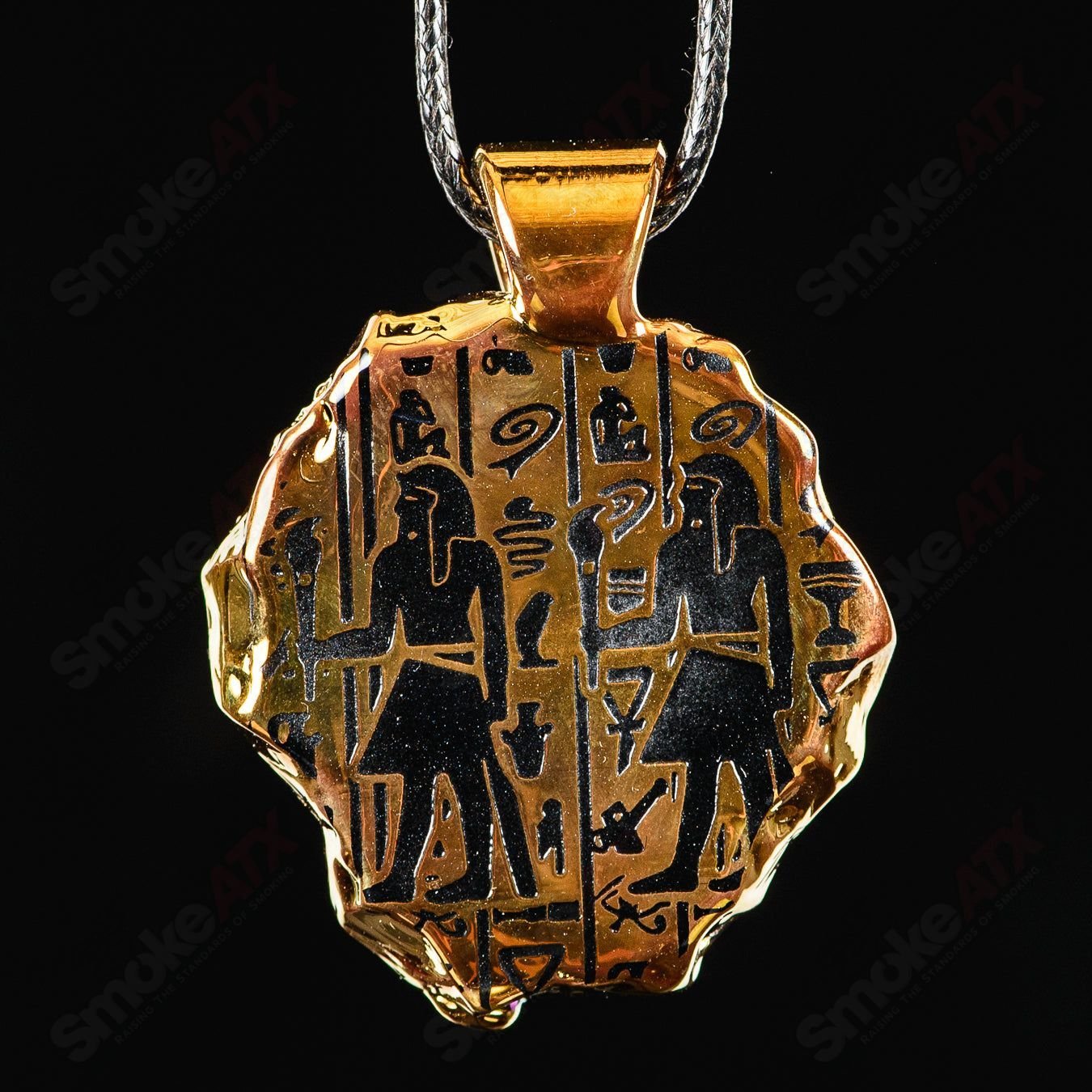 Golden Treasure Pendant (King Tut) Green T Glass - Smoke ATX
