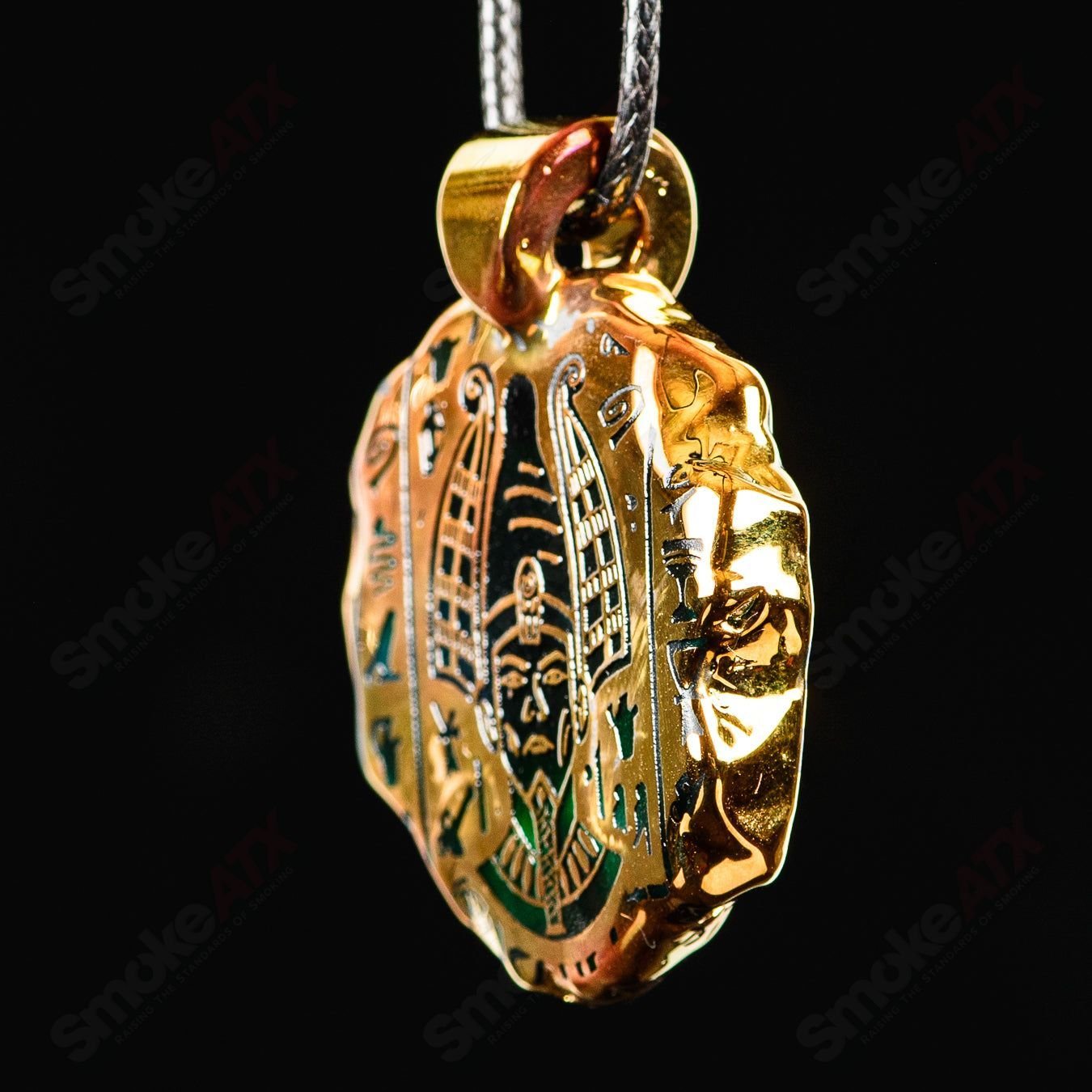 Golden Treasure Pendant (Pharoah) Green T Glass - Smoke ATX
