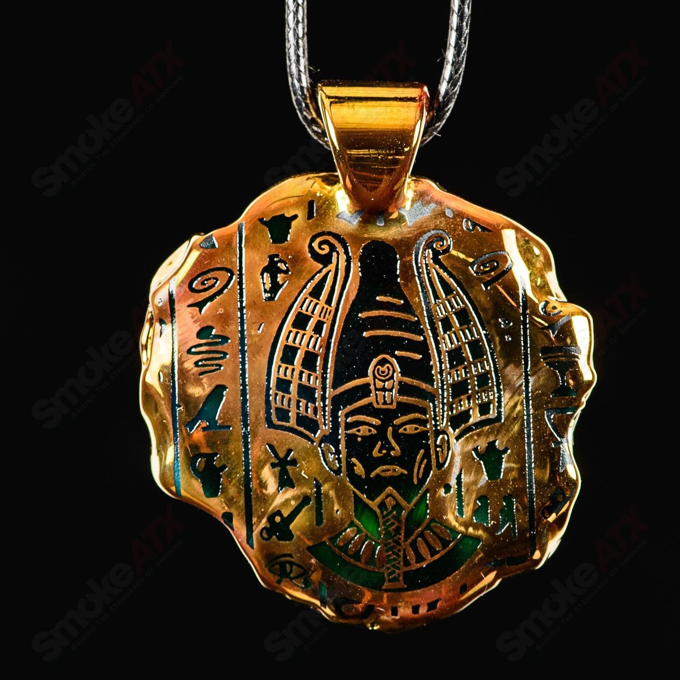 Golden Treasure Pendant (Pharoah) Green T Glass - Smoke ATX