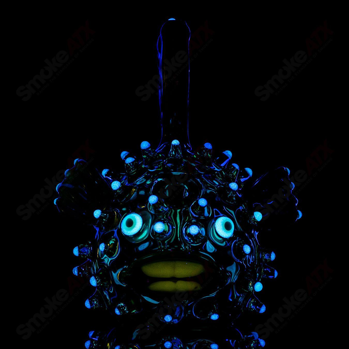 Green Puffer Rig w Glow Accents Chadd Lacy Glass - Smoke ATX