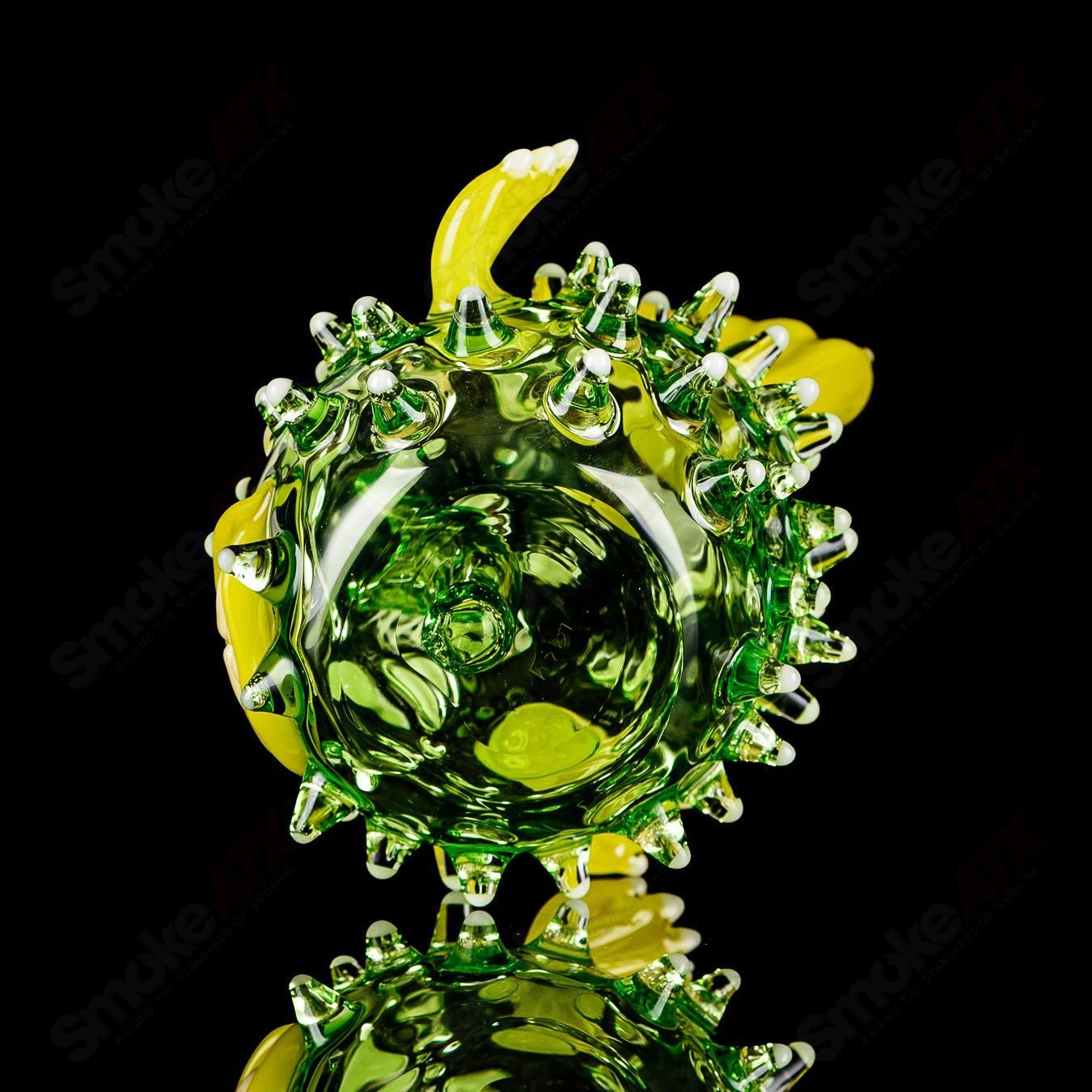 Green Puffer Rig w Glow Accents Chadd Lacy Glass - Smoke ATX