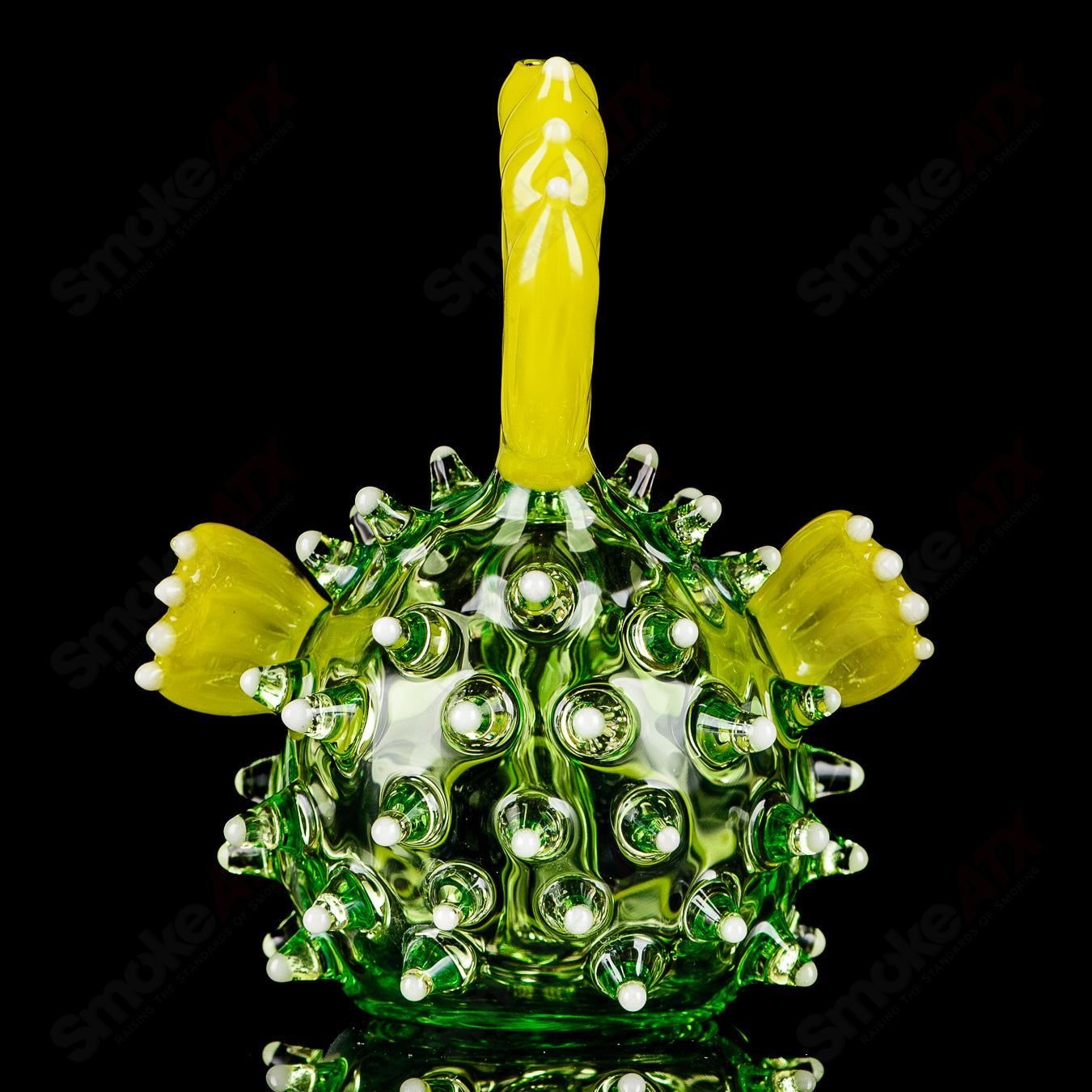 Green Puffer Rig w Glow Accents Chadd Lacy Glass - Smoke ATX
