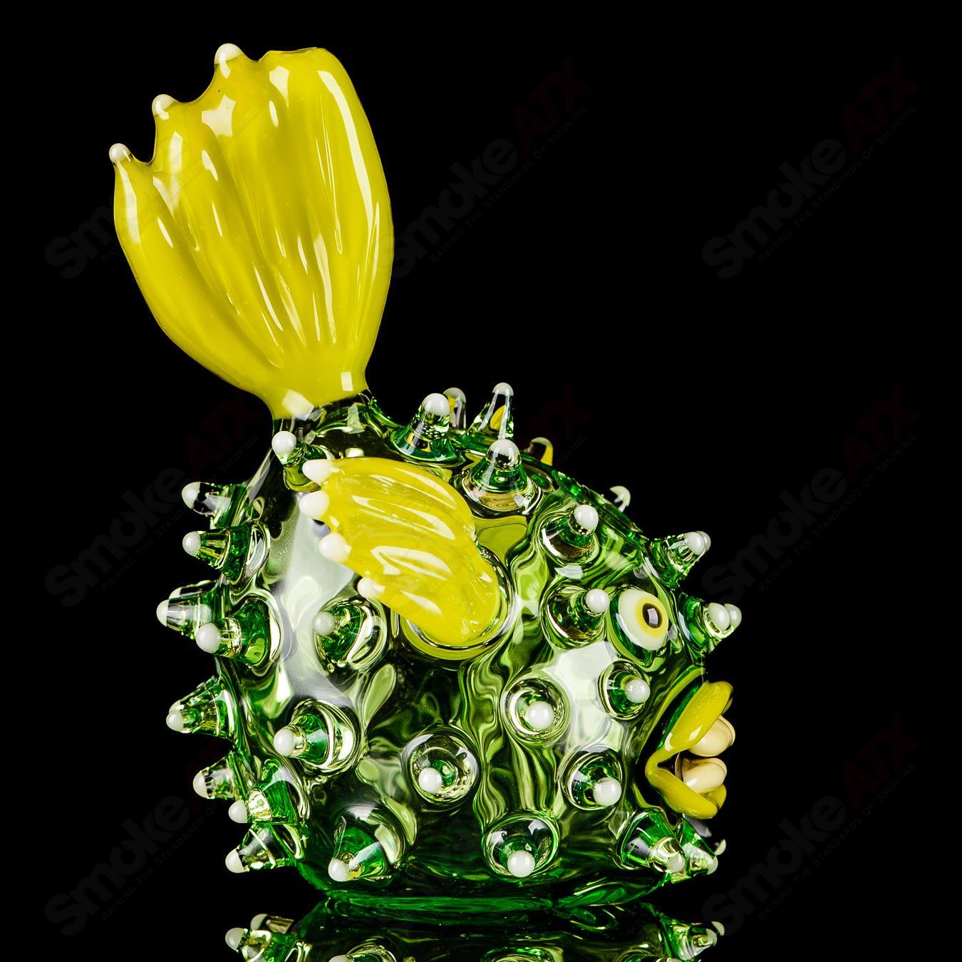 Green Puffer Rig w Glow Accents Chadd Lacy Glass - Smoke ATX