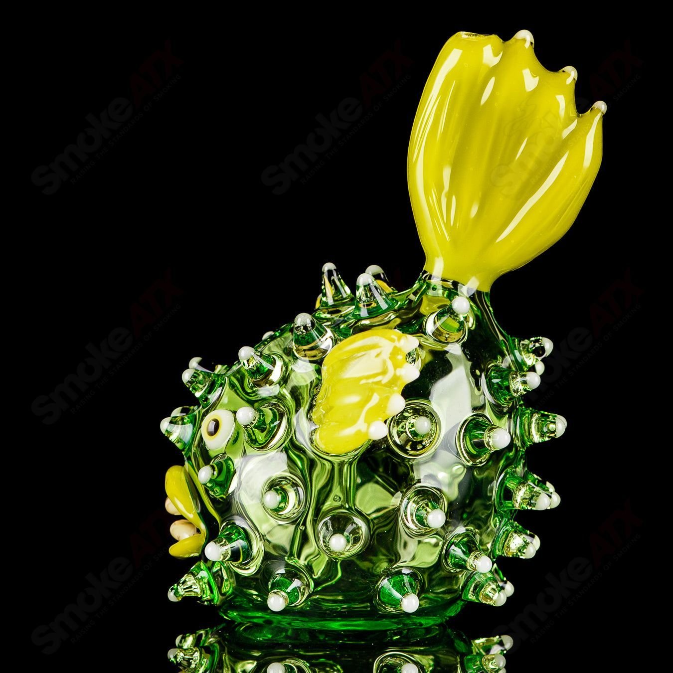 Green Puffer Rig w Glow Accents Chadd Lacy Glass - Smoke ATX