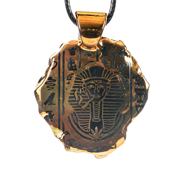 Golden Treasure Pendant (King Tut) Green T Glass - Smoke ATX