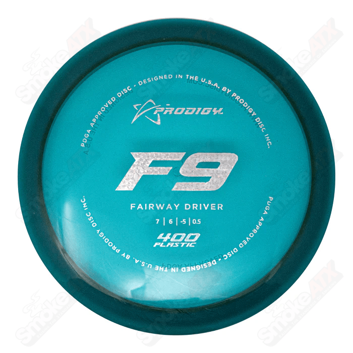 170-175g F9 Teal Fairway Driver Disc (Old Stamp)- 400 Plastic Prodigy Disc - Smoke ATX 
