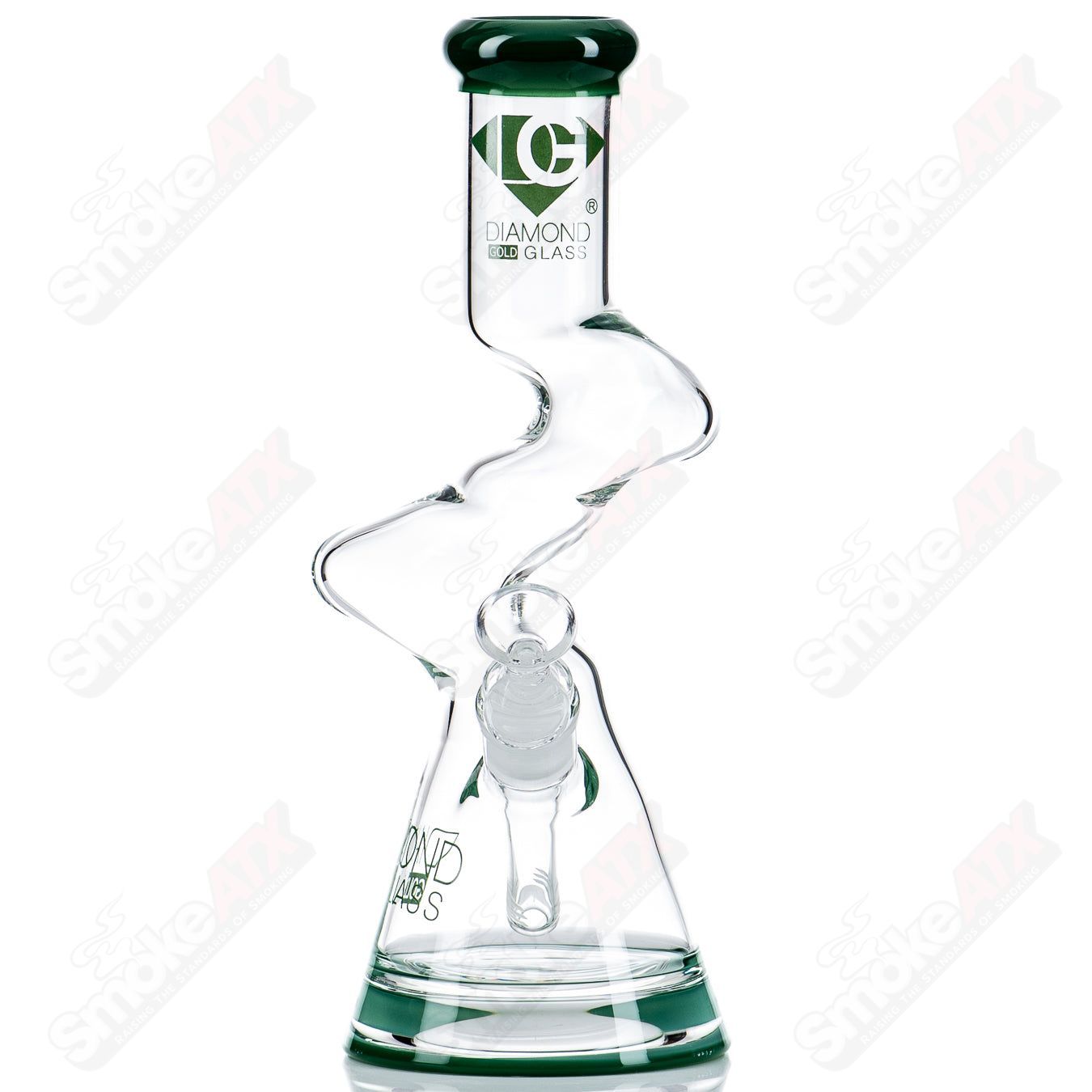 11" Twizted Z Beaker (Jade) Diamond Glass - Smoke ATX 
