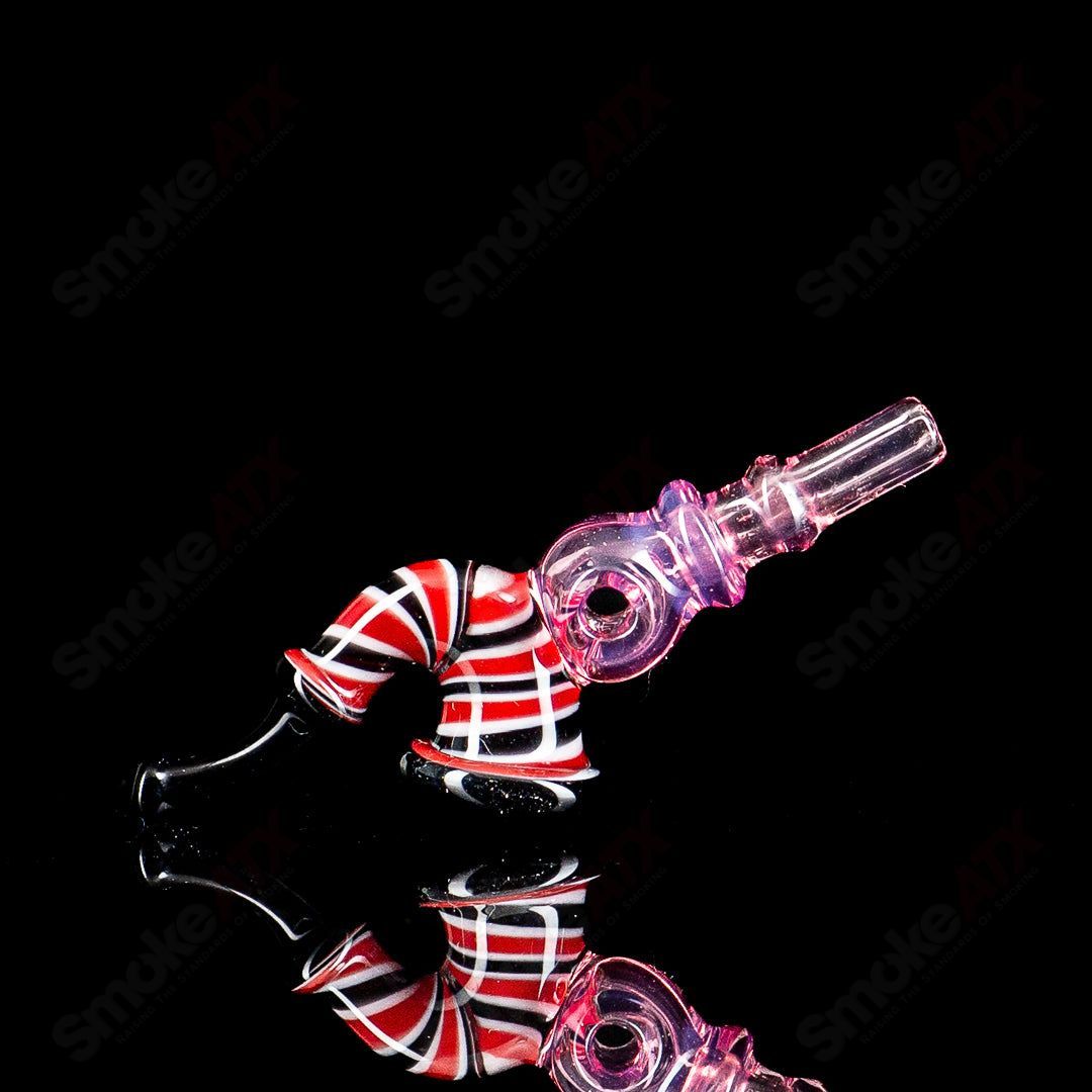 JMass Sherlock Toggle glass pipe with 3DXL design from JMass x Chunk collaboration, featuring intricate glasswork and clear transparency.