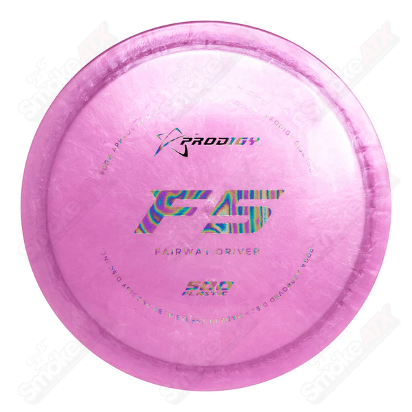 170-176g Purple F3 Fairway Driver Disc (Ring of Stars) - 500 Plastic Prodigy Disc - Smoke ATX 