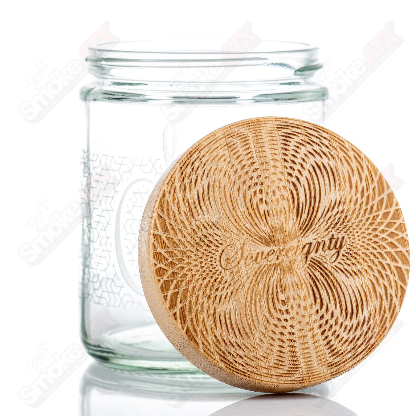 Hex Connect Pattern Nug Jar w/ Bamboo Lid Sovereignty - Smoke ATX