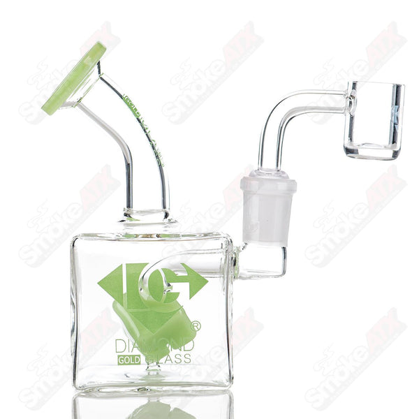 5" Cube Perc Mini Box-Rig Diamond Glass - Smoke ATX