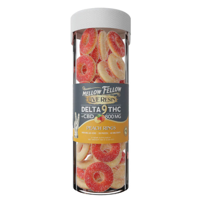 800mg Peach Rings D9+CBD M-Fusions Gummies Mellow Fellow