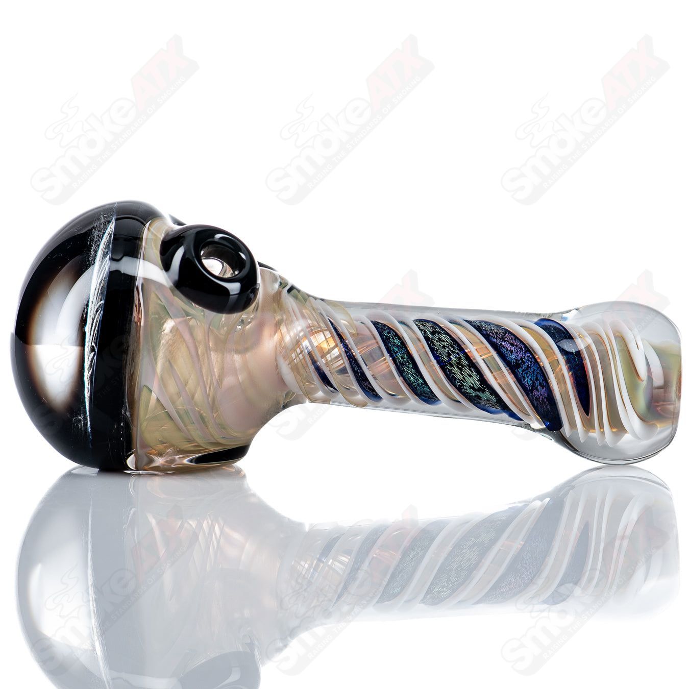 Pot Leaf Dichro Image Spoon by Talent Glass - Smoke ATX 
