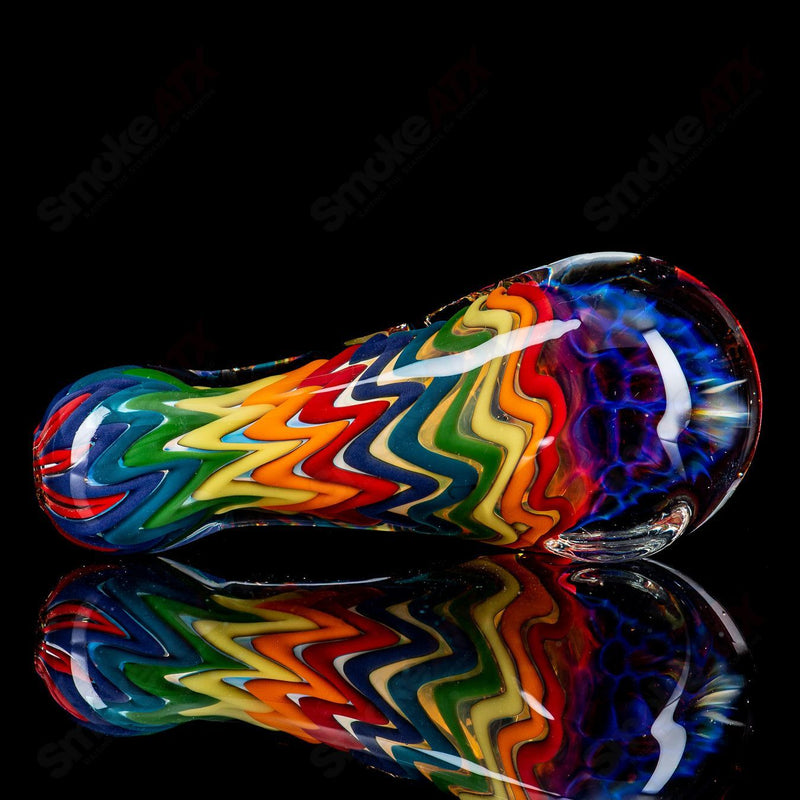 Rainbow Dichro Line Work Spoon W/ Honeycomb Cap by Shane Smith - Smoke ATX