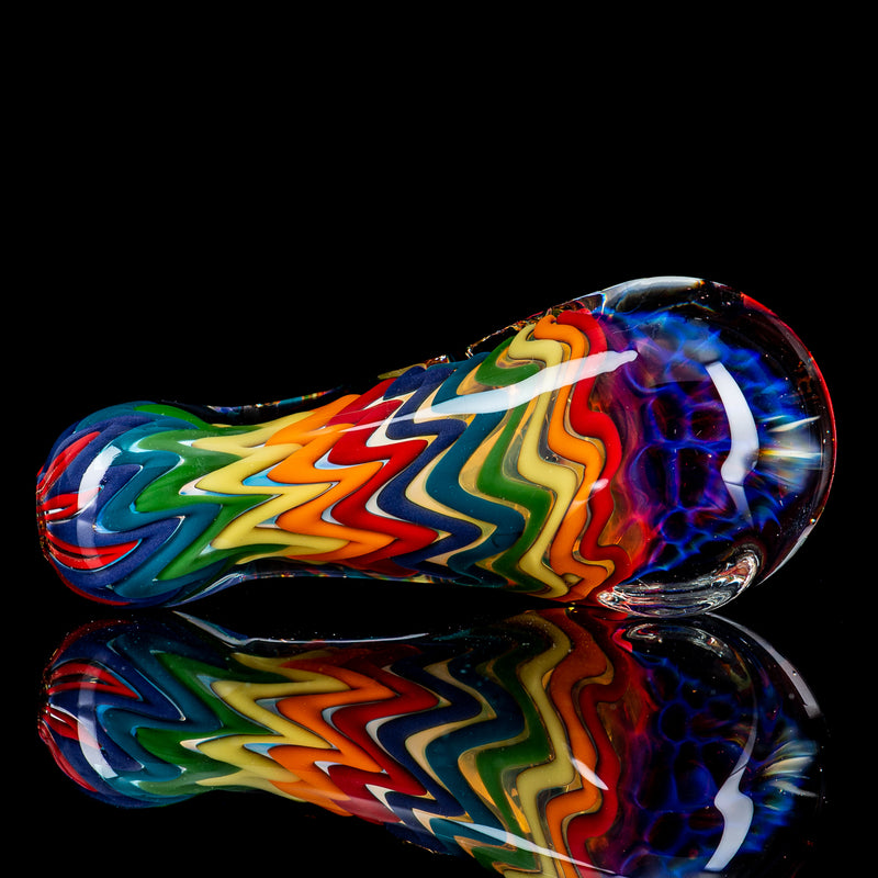 Rainbow Dichro Line Work Spoon W/ Honeycomb Cap by Shane Smith - Smoke ATX