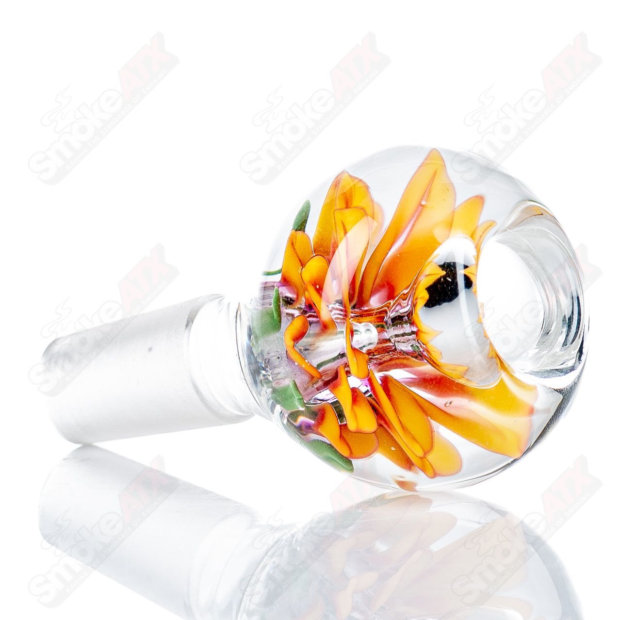 #4 14mm Flower Marble Bowl by Swan Glass - Smoke ATX