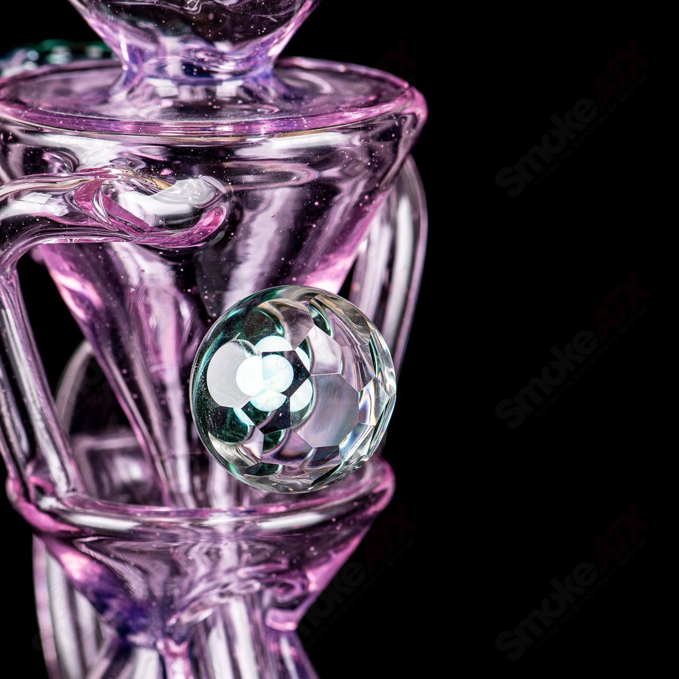 #3 Faceted Two & Through Full-Size Recycler w/ Opal by Captn Chronic - Smoke ATX
