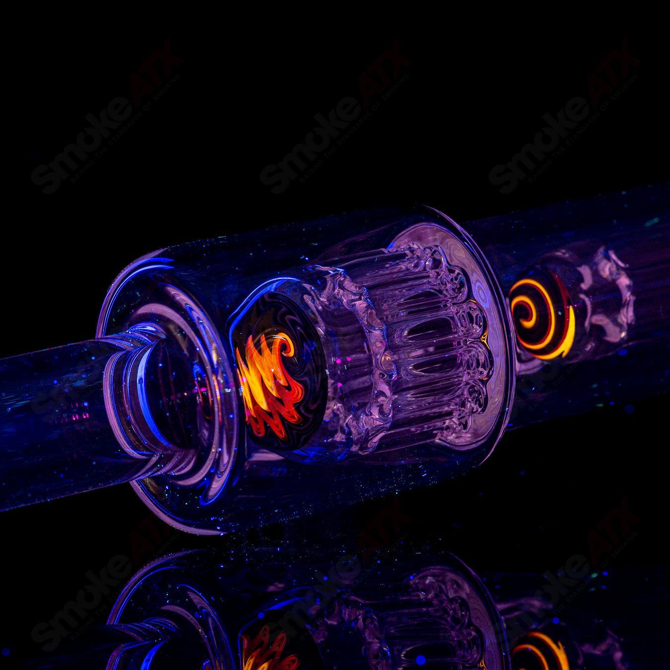 #1 14mm Mini 7/13 Arm Perc with Reversal Sections by Toro Glass - Smoke ATX